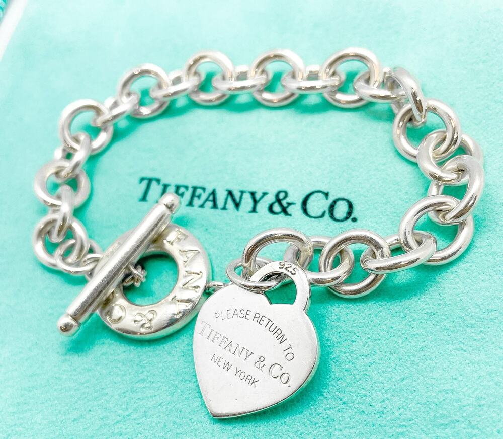 Tiffany & Co. Return to Tiffany Heart Tag Toggle Bracelet Sterling Silver 7.25"